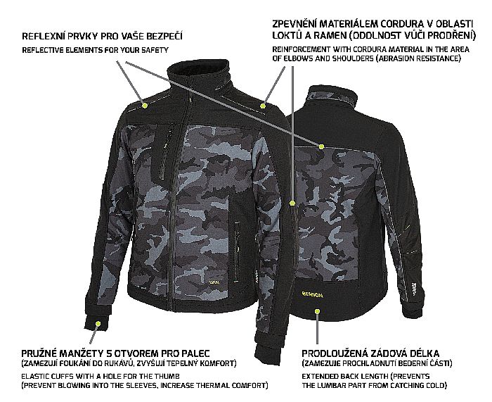 CAMOS Jacket black/grey 52-54