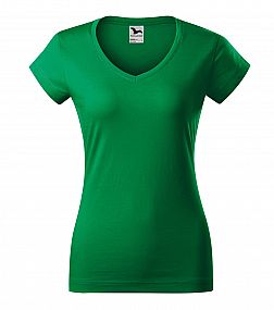 Fit V-neck tričko dámské středně zelená