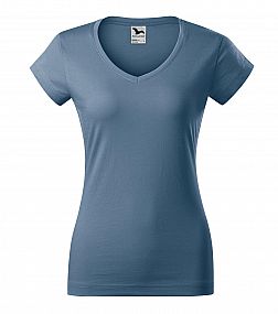 Fit V-neck tričko dámské denim