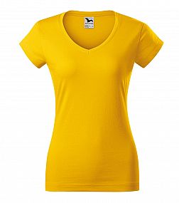 Fit V-neck tričko dámské žlutá